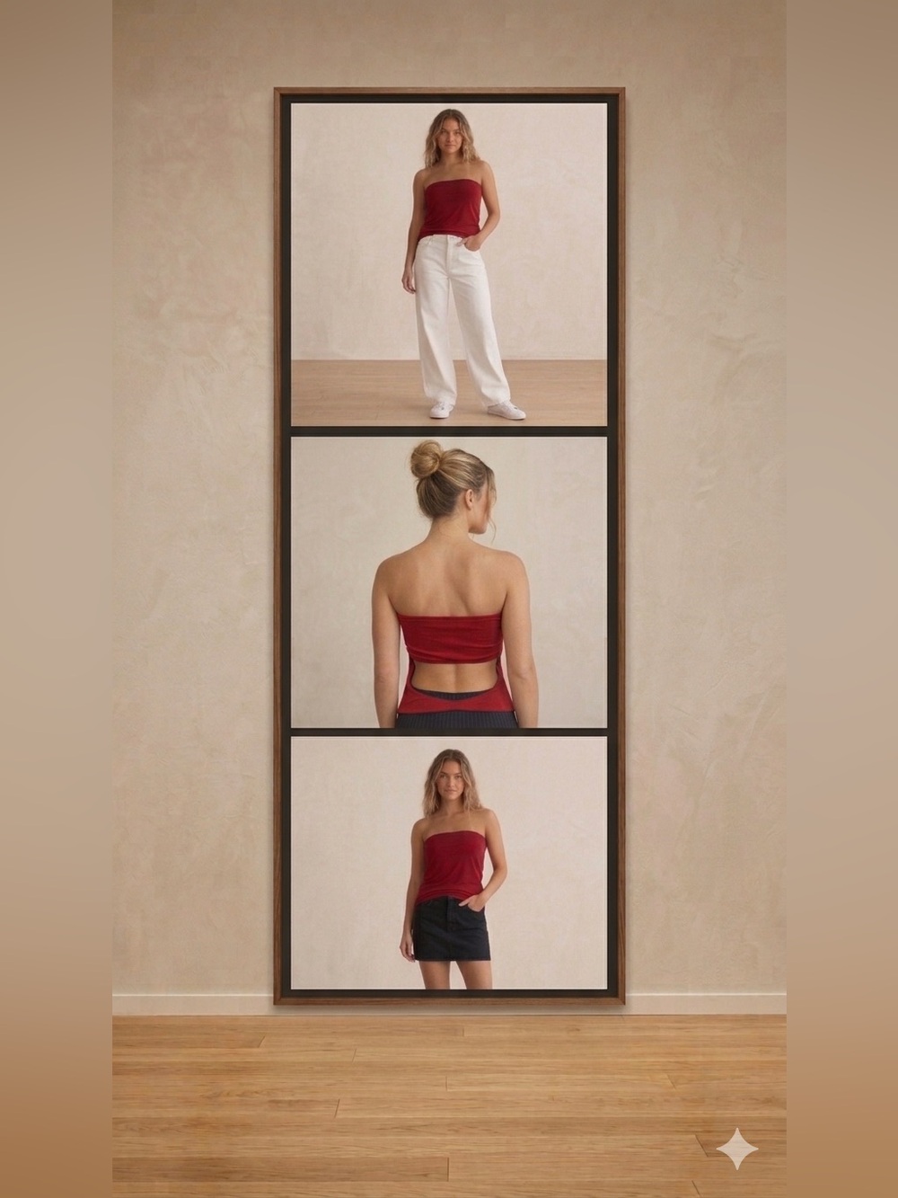 Soly Hux Women's Strapless Red Tube Camisole Back Cut Out